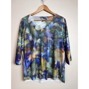 French Dressing Jeans FDJ Woman's V-Neck Blouse XL Art Teacher